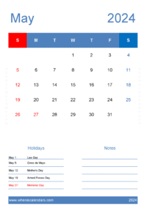 May 2024 Calendar editable Template J14147