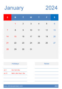 January 2024 Calendar Free download J14148