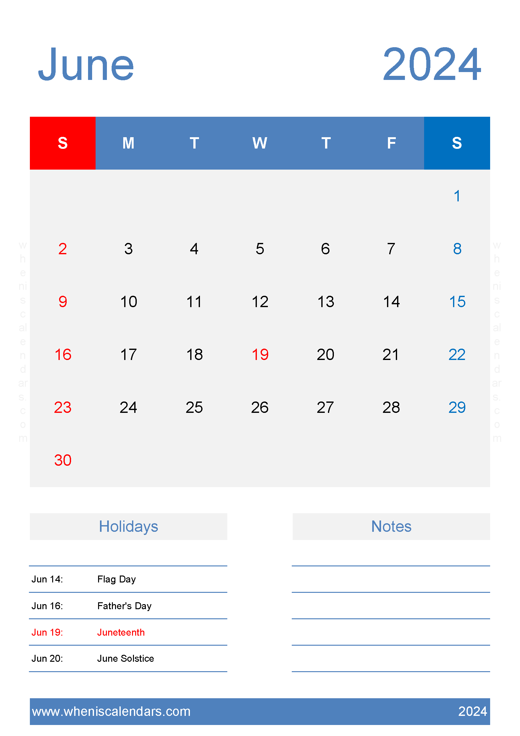 June 2024 Calendar Free download Monthly Calendar