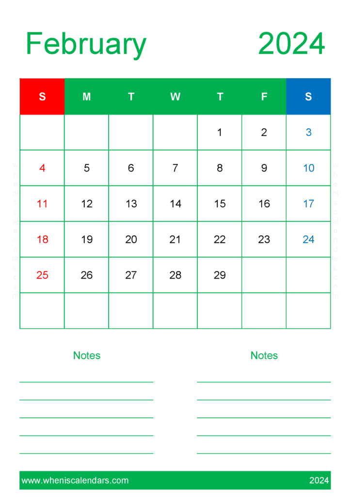 February 2024 planner pdf Monthly Calendar