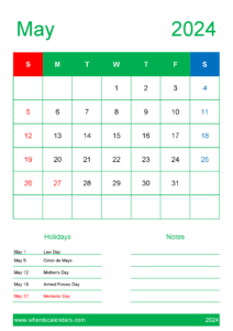 Printable monthly Calendar Jan 2024 J14149