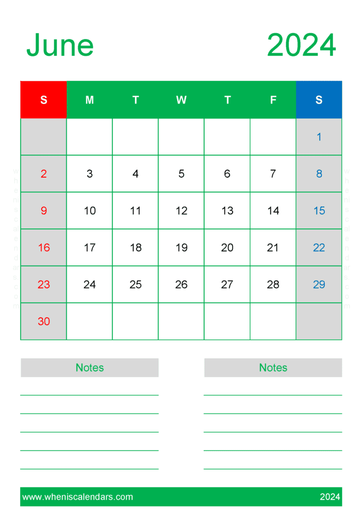 Download June 2024 Printable Calendars A4 Vertical J64230