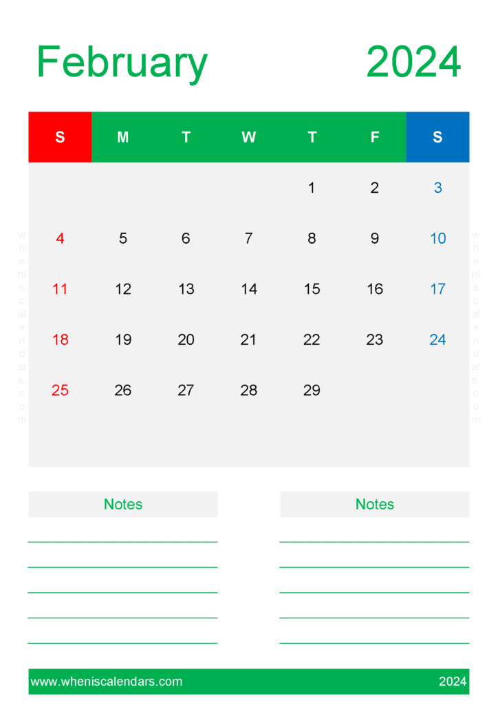 Calendar Blank February 2024 Monthly Calendar