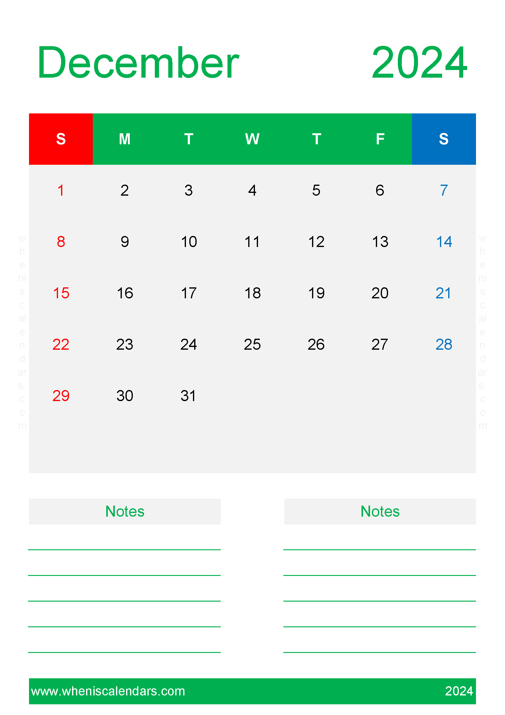 Calendar Blank December 2024 Monthly Calendar