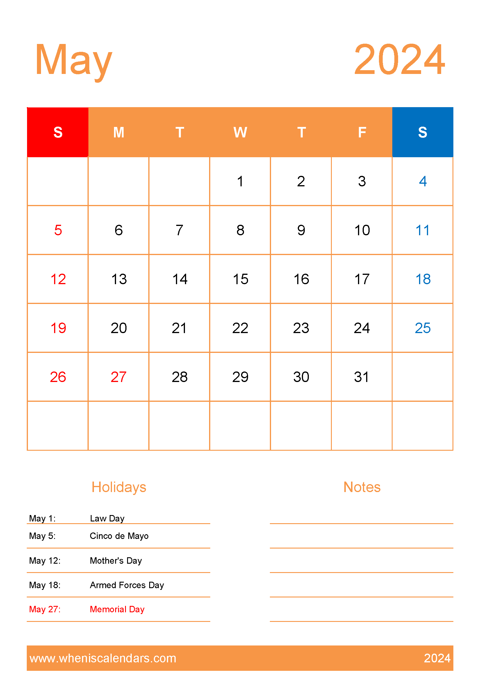 2024 May Calendar Printable Free Monthly Calendar