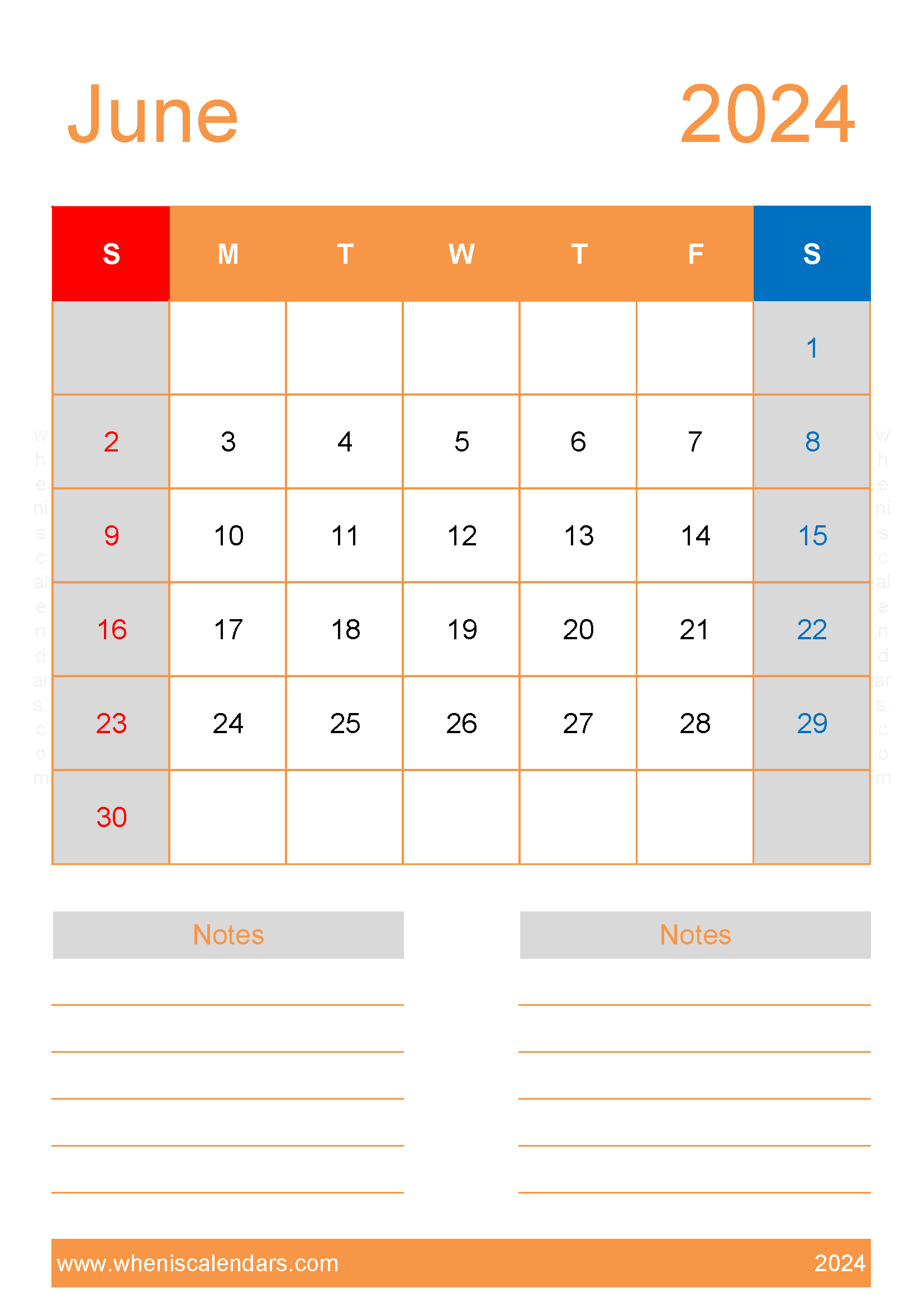 Free Printable Blank June 2024 Calendar Monthly Calendar