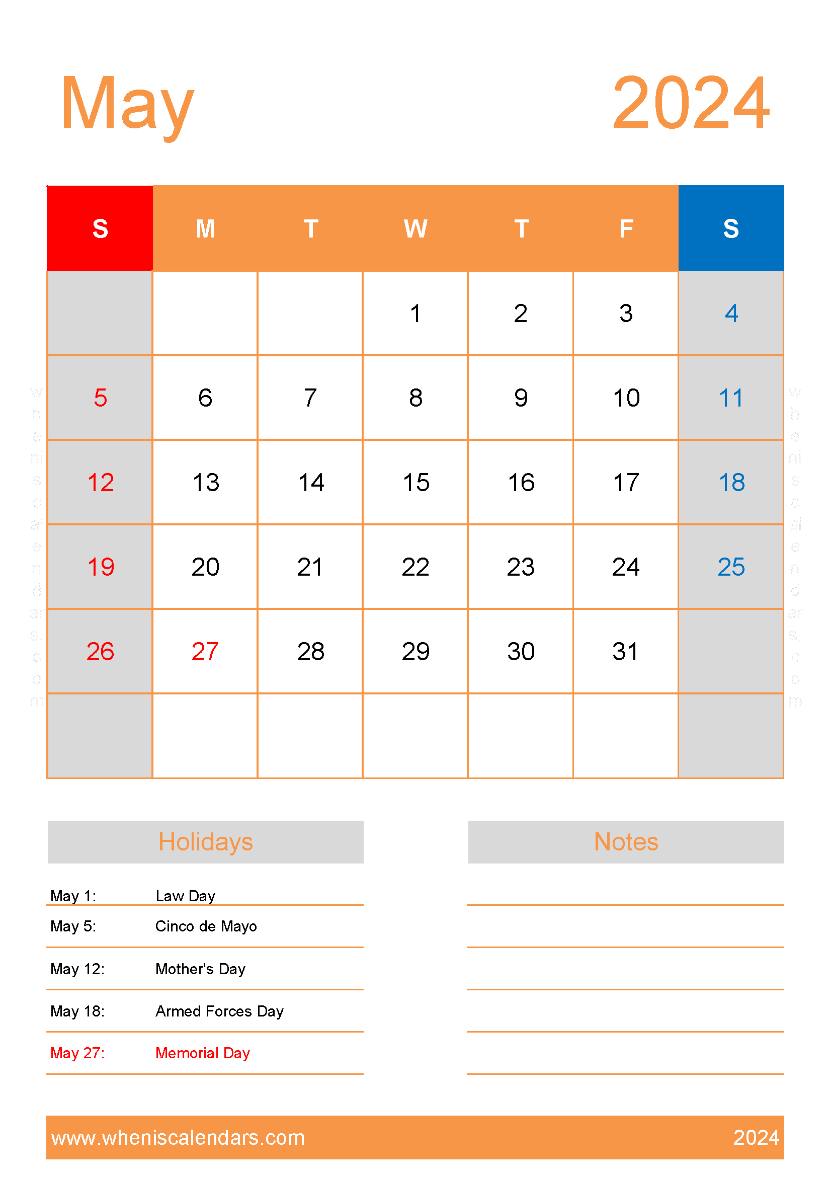 Calendar May 2024 Template Monthly Calendar