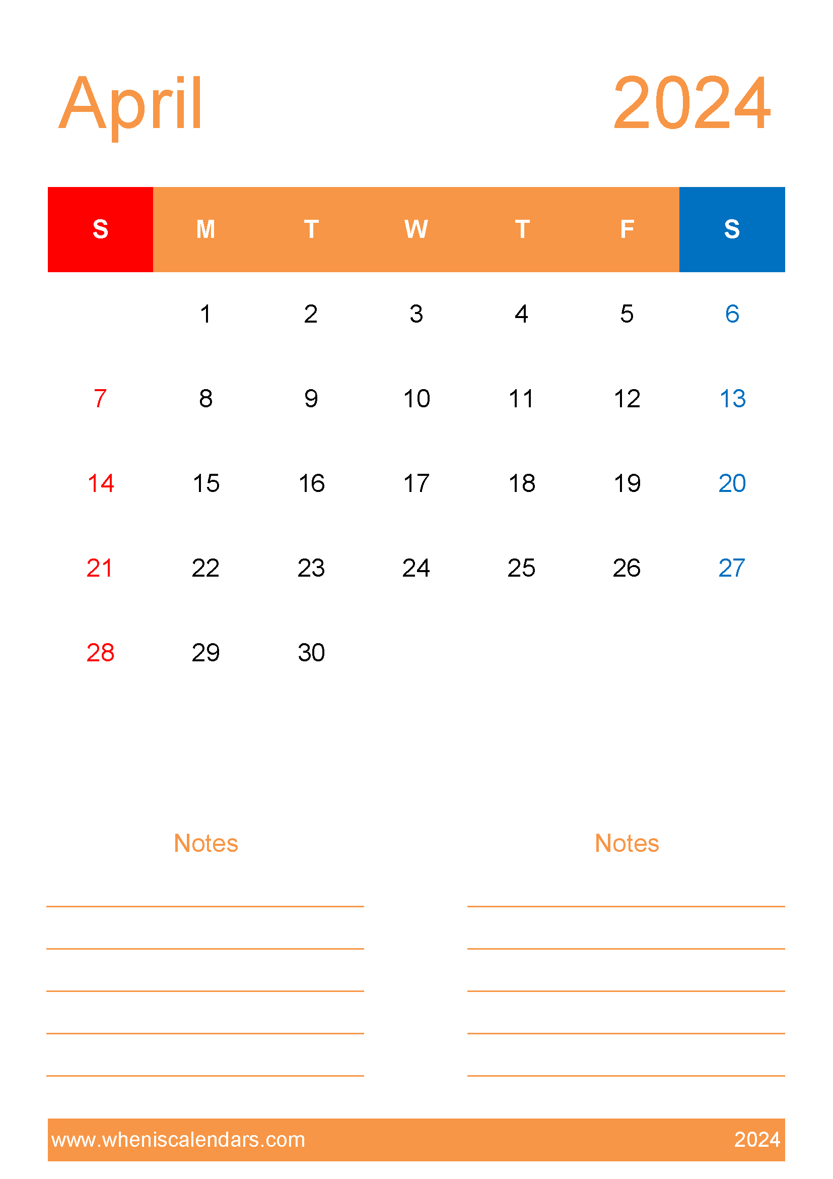 Printable April 2024 Calendar Free Monthly Calendar