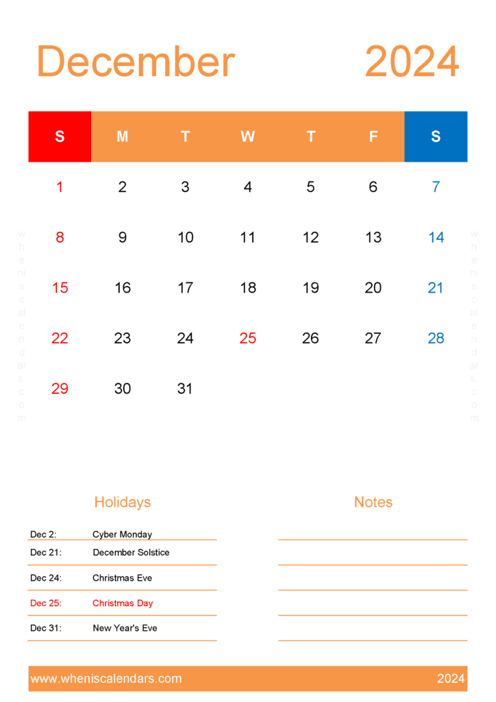 December 2024 Calendar Template word Monthly Calendar