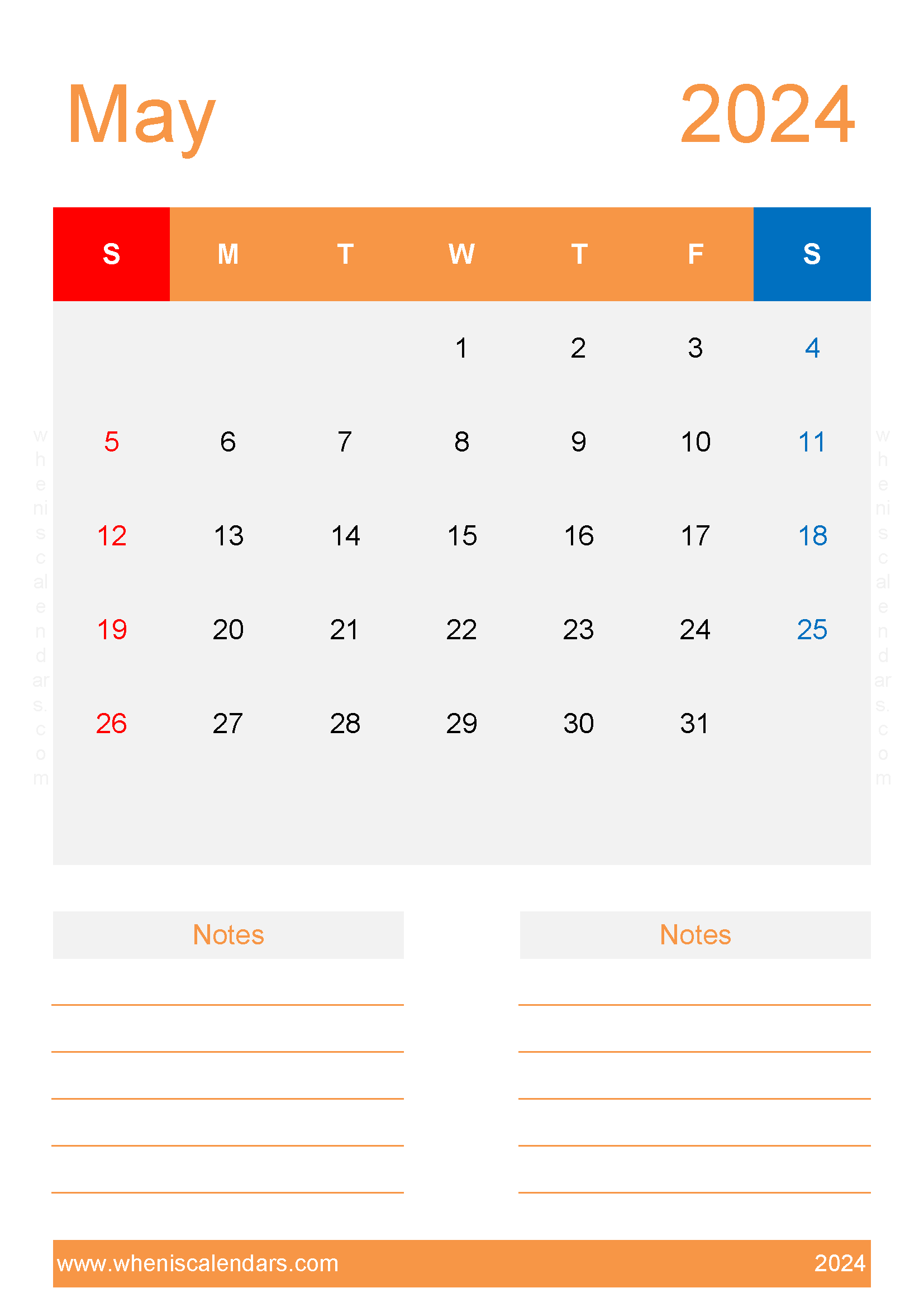 Free Blank Calendar Template May 2024 Monthly Calendar