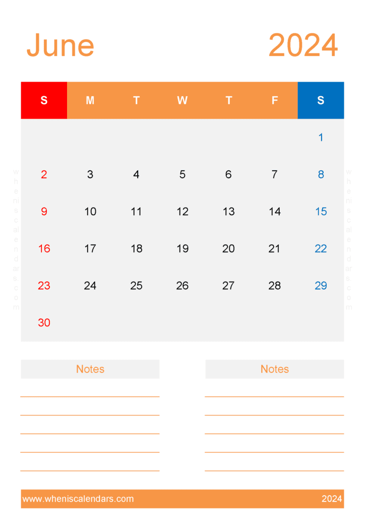 Free Blank Calendar Template June 2024 J64236