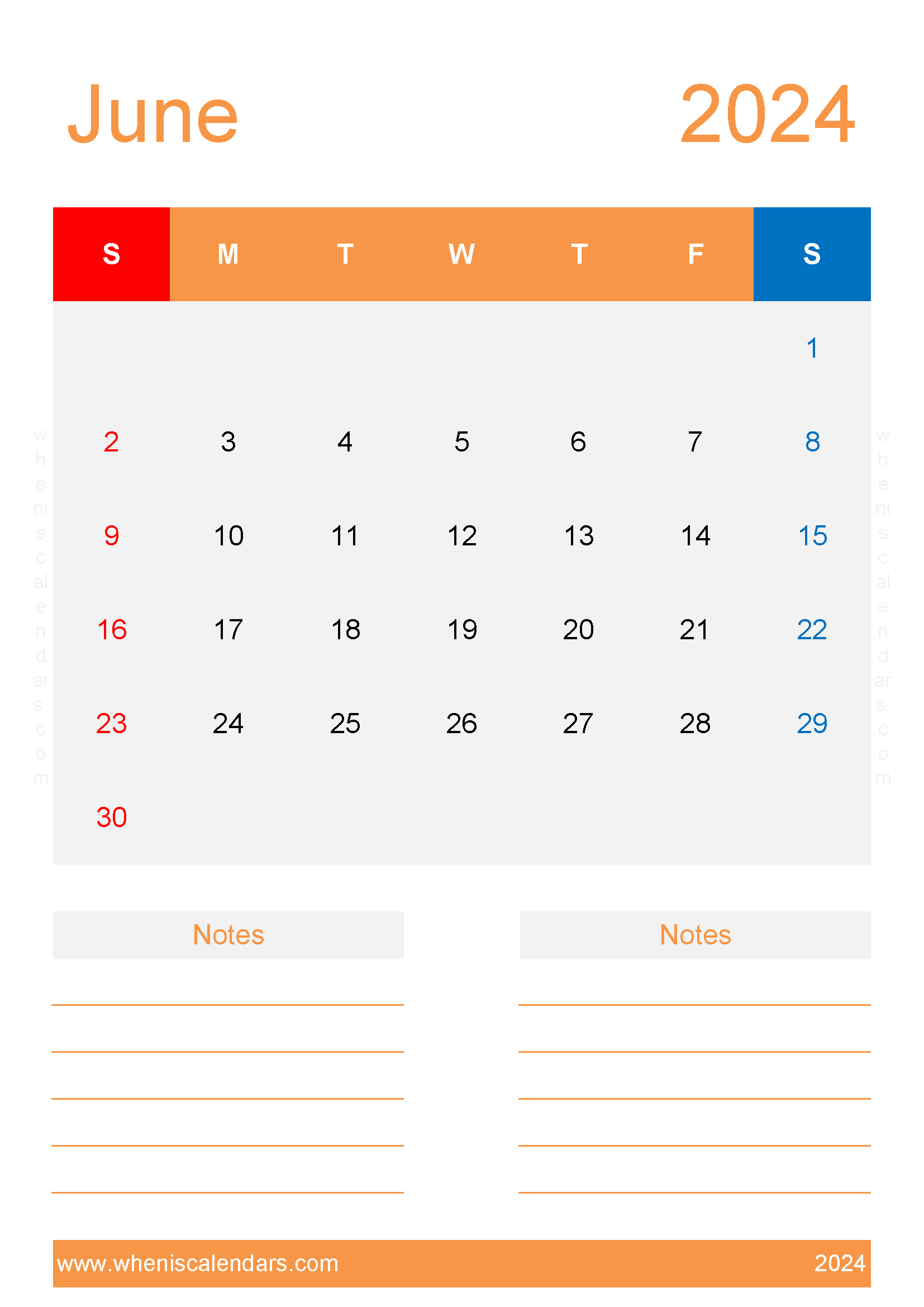 Free Blank Calendar Template June 2024 Monthly Calendar