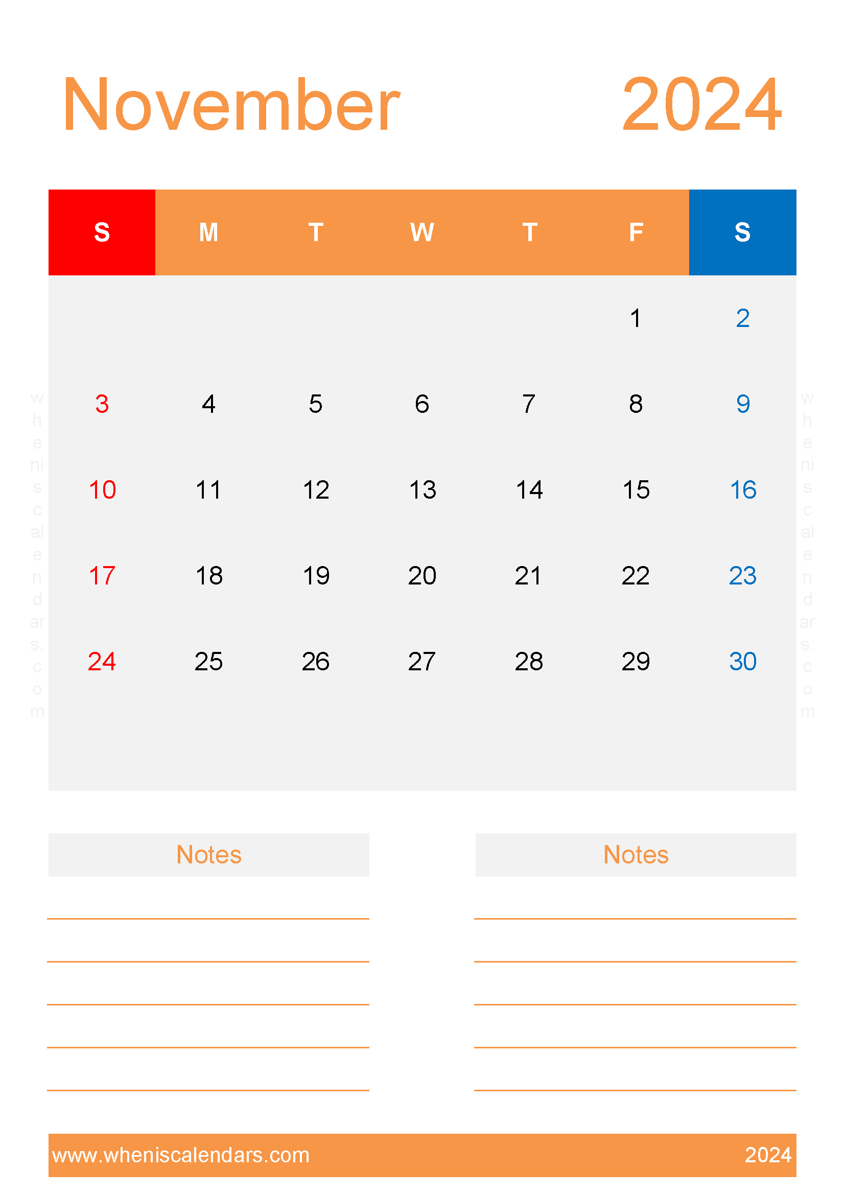 Free Blank Calendar Template November 2024 Monthly Calendar