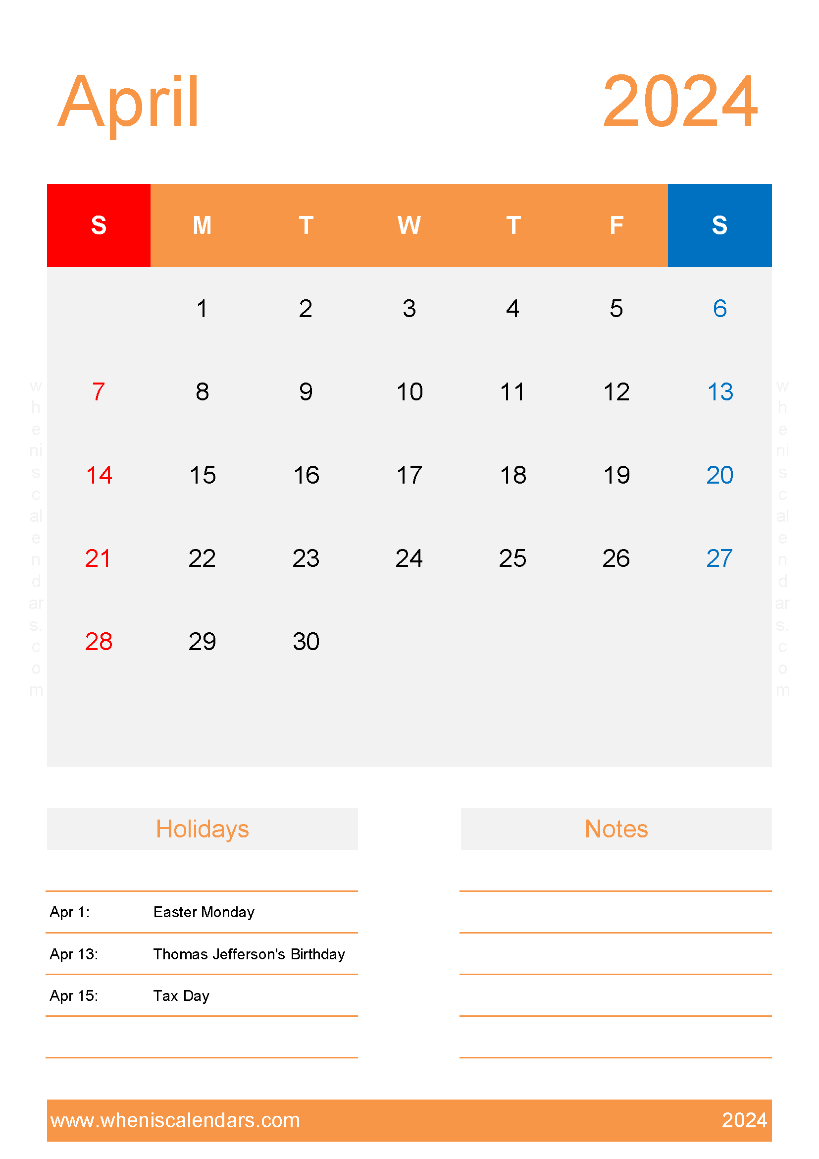 April 2024 Blank Calendar Printable Monthly Calendar