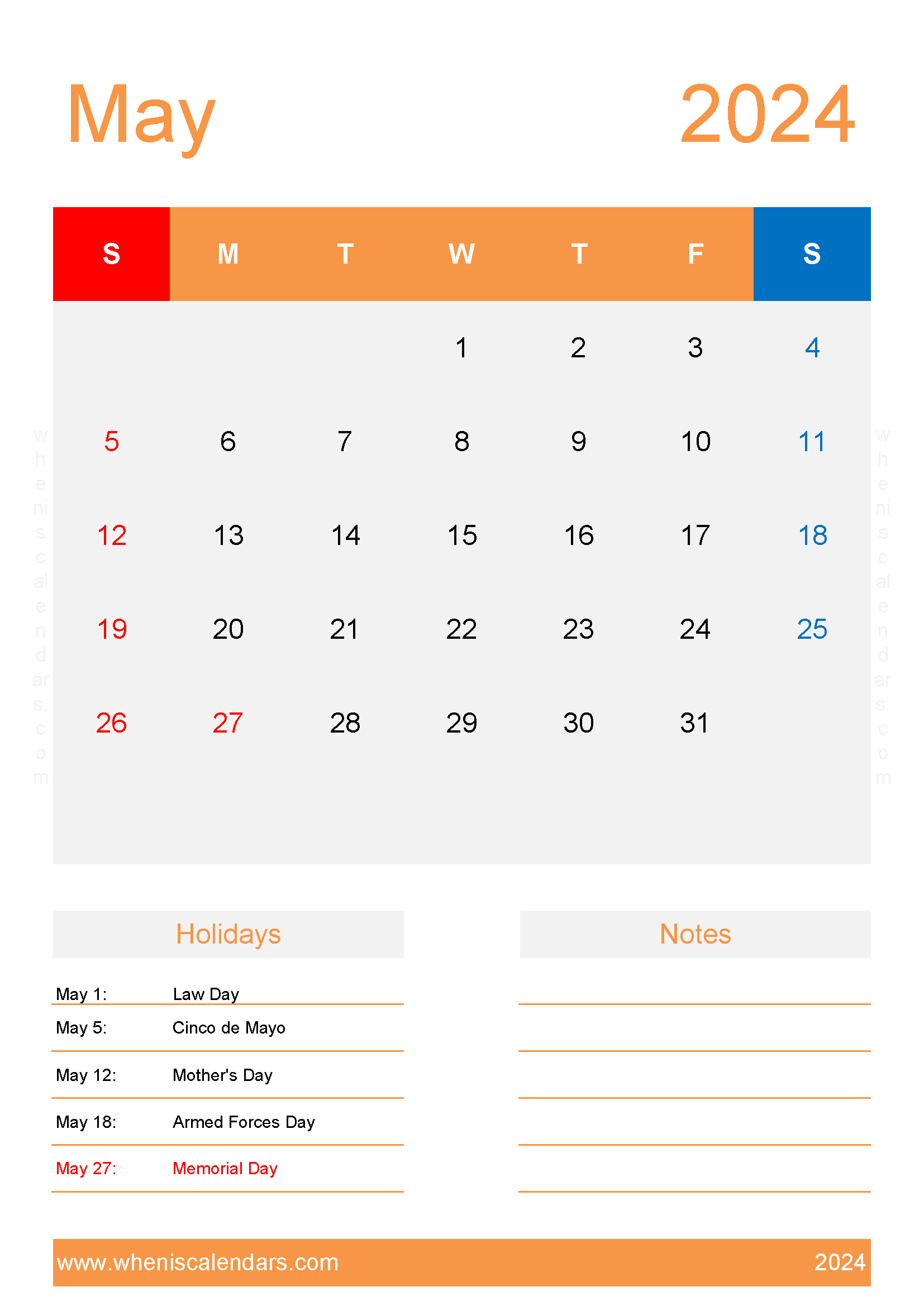May 2024 Blank Calendar Printable Monthly Calendar