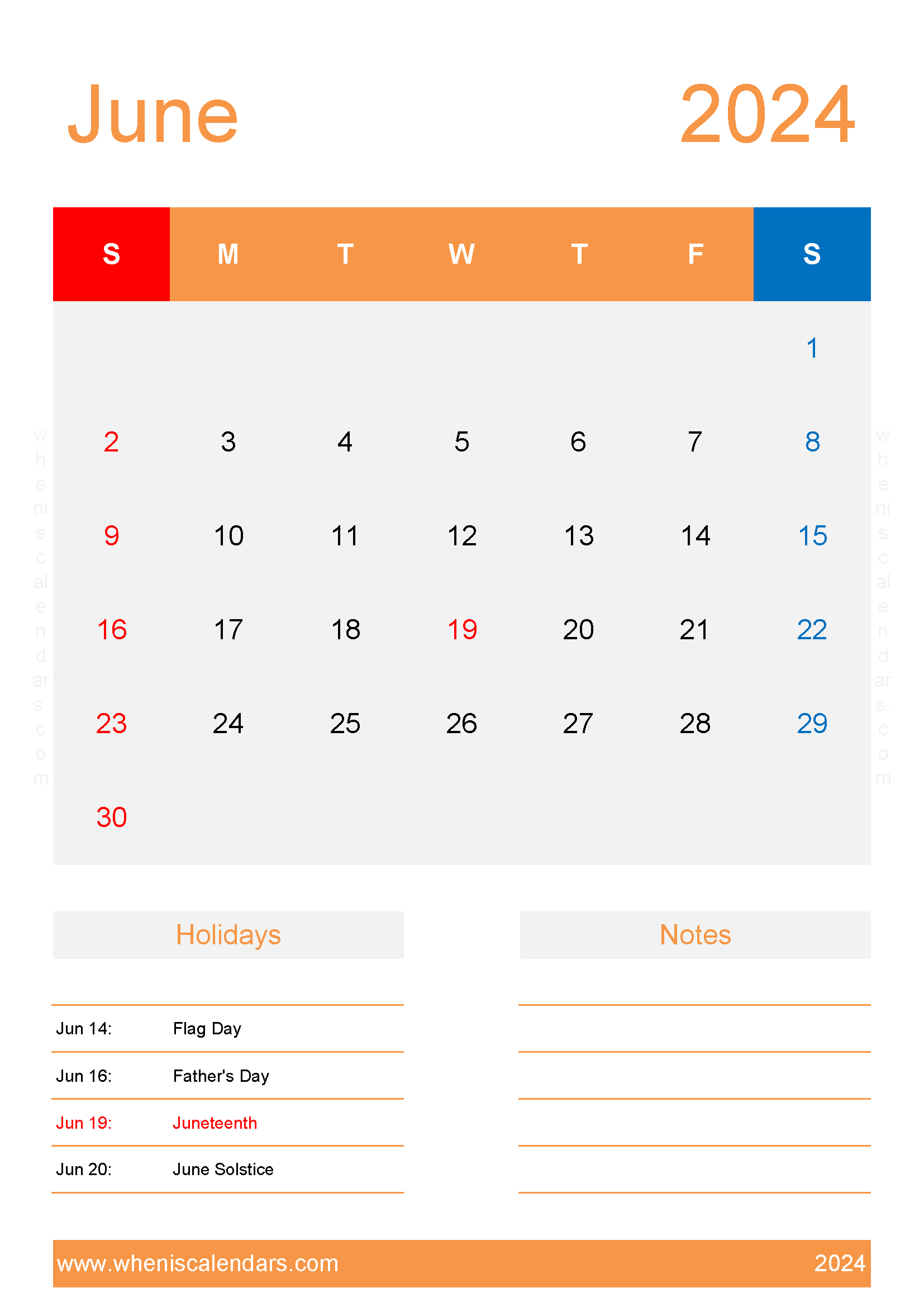 June 2024 Blank Calendar Printable Monthly Calendar