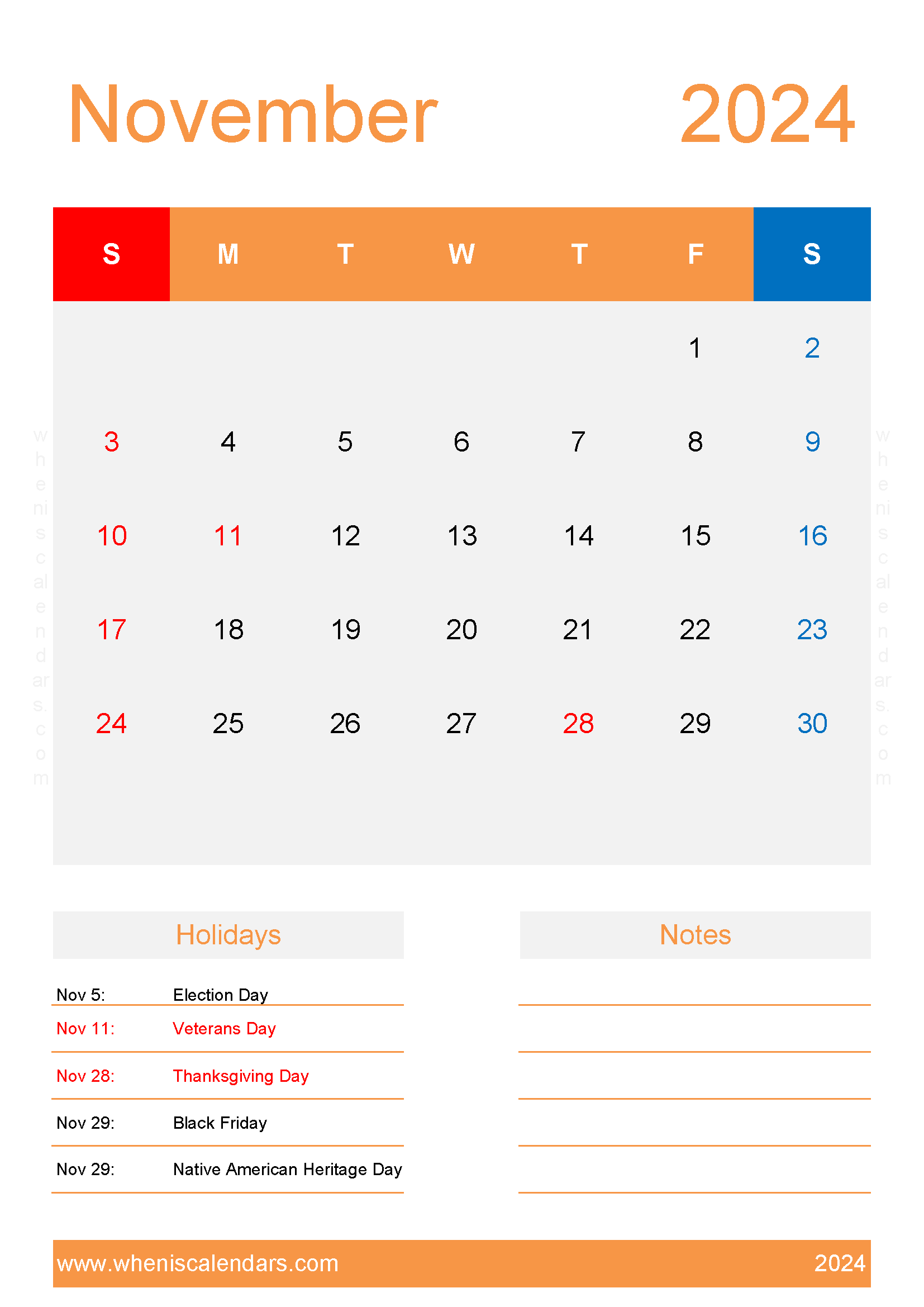 November 2024 Blank Calendar Printable Monthly Calendar