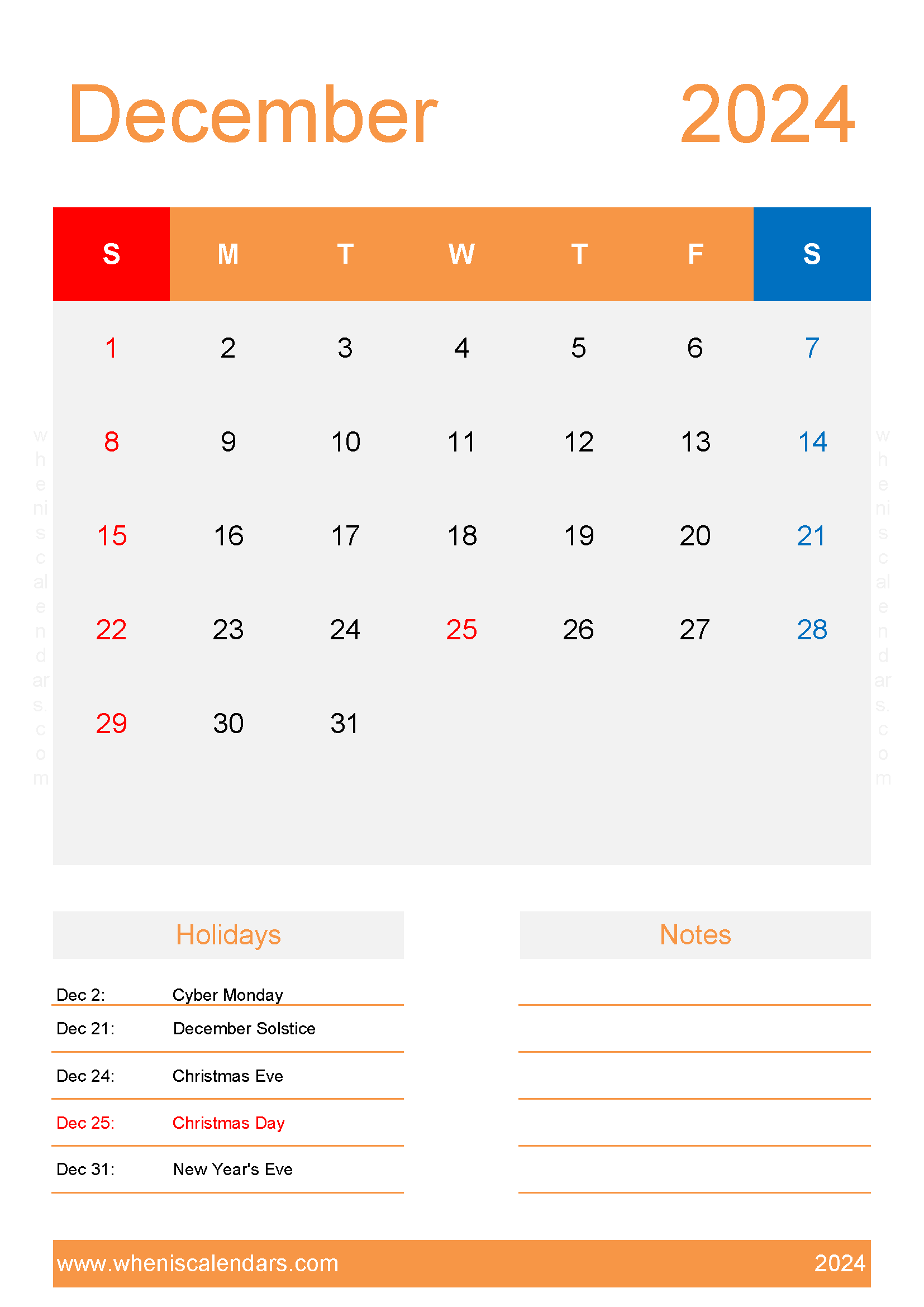December 2024 Blank Calendar Printable Monthly Calendar