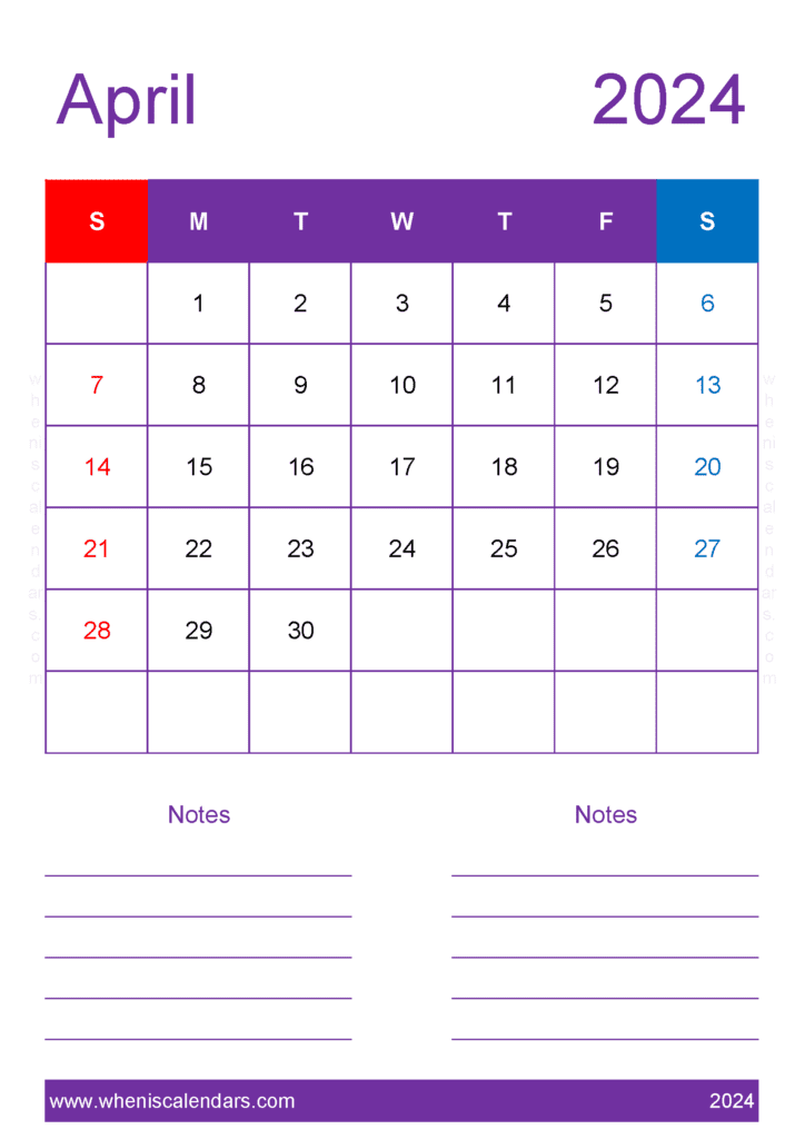 April 2024 Calendar With Bank Holidays A44237