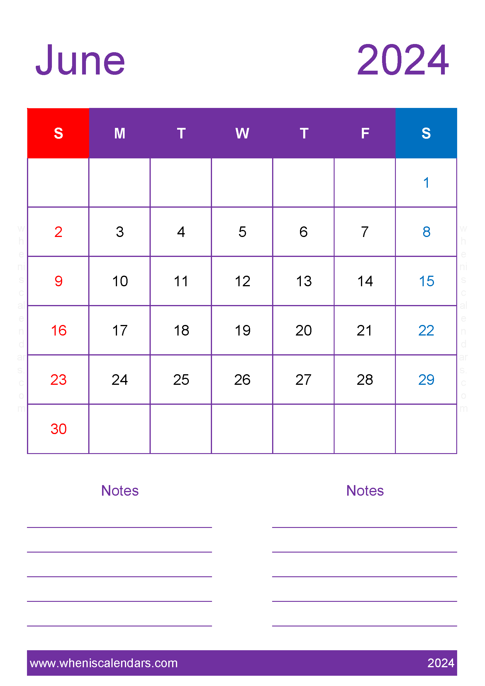 June 2024 Calendar with bank Holidays Monthly Calendar