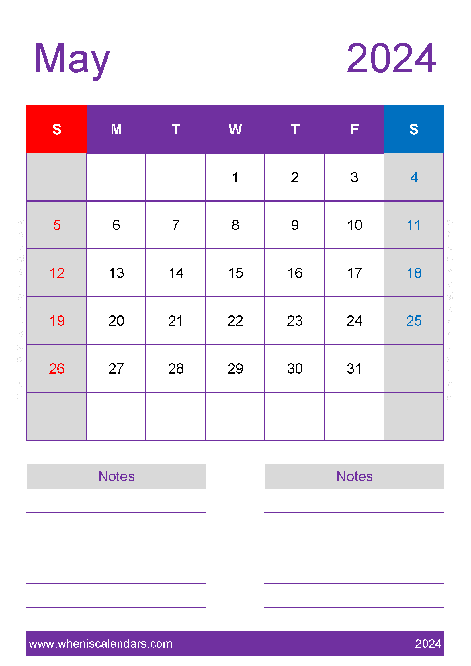 May 2024 Calendar large print Monthly Calendar