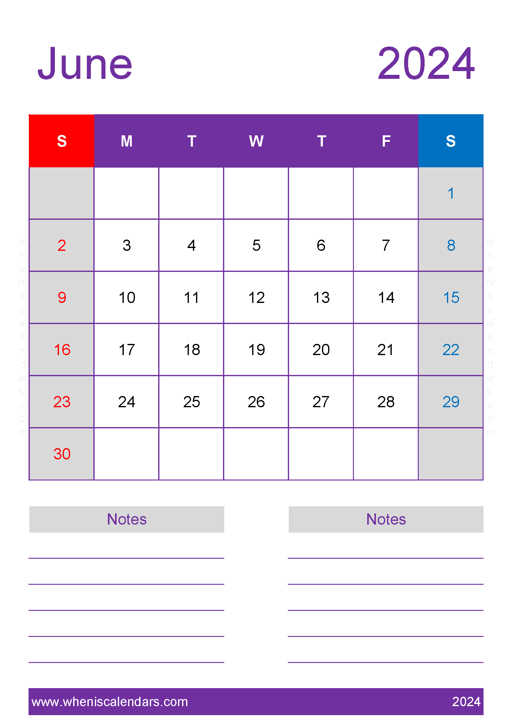 June 2024 Calendar large print Monthly Calendar