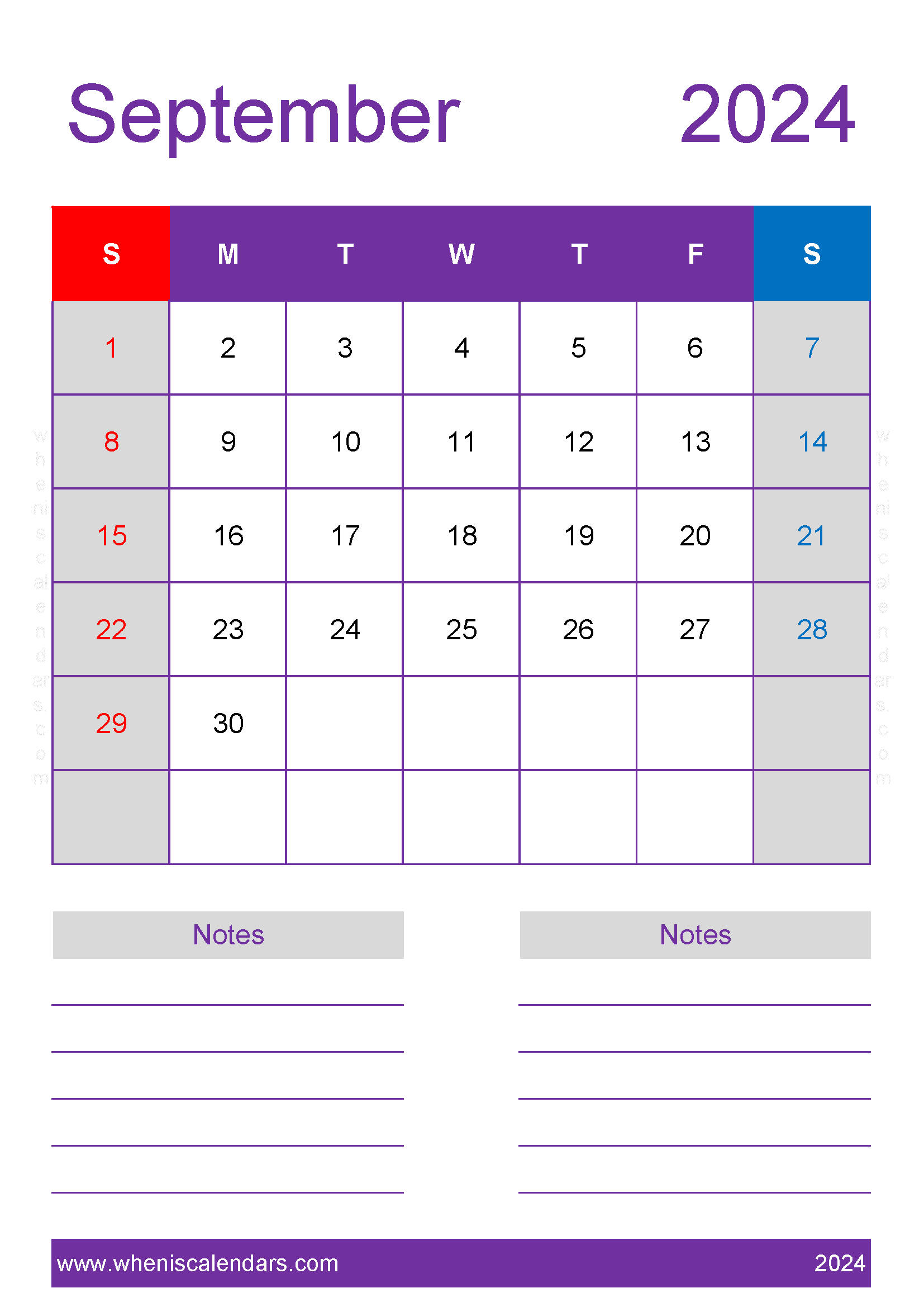 September 2024 Calendar large print Monthly Calendar