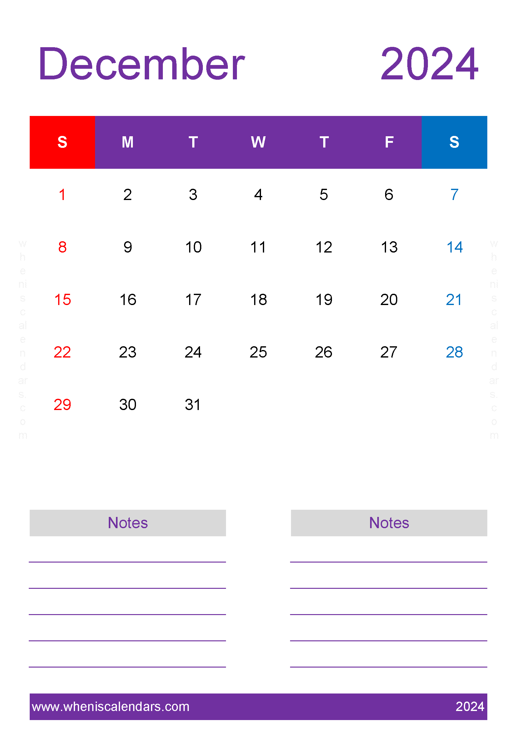 December 2024 Printable Calendar word Monthly Calendar