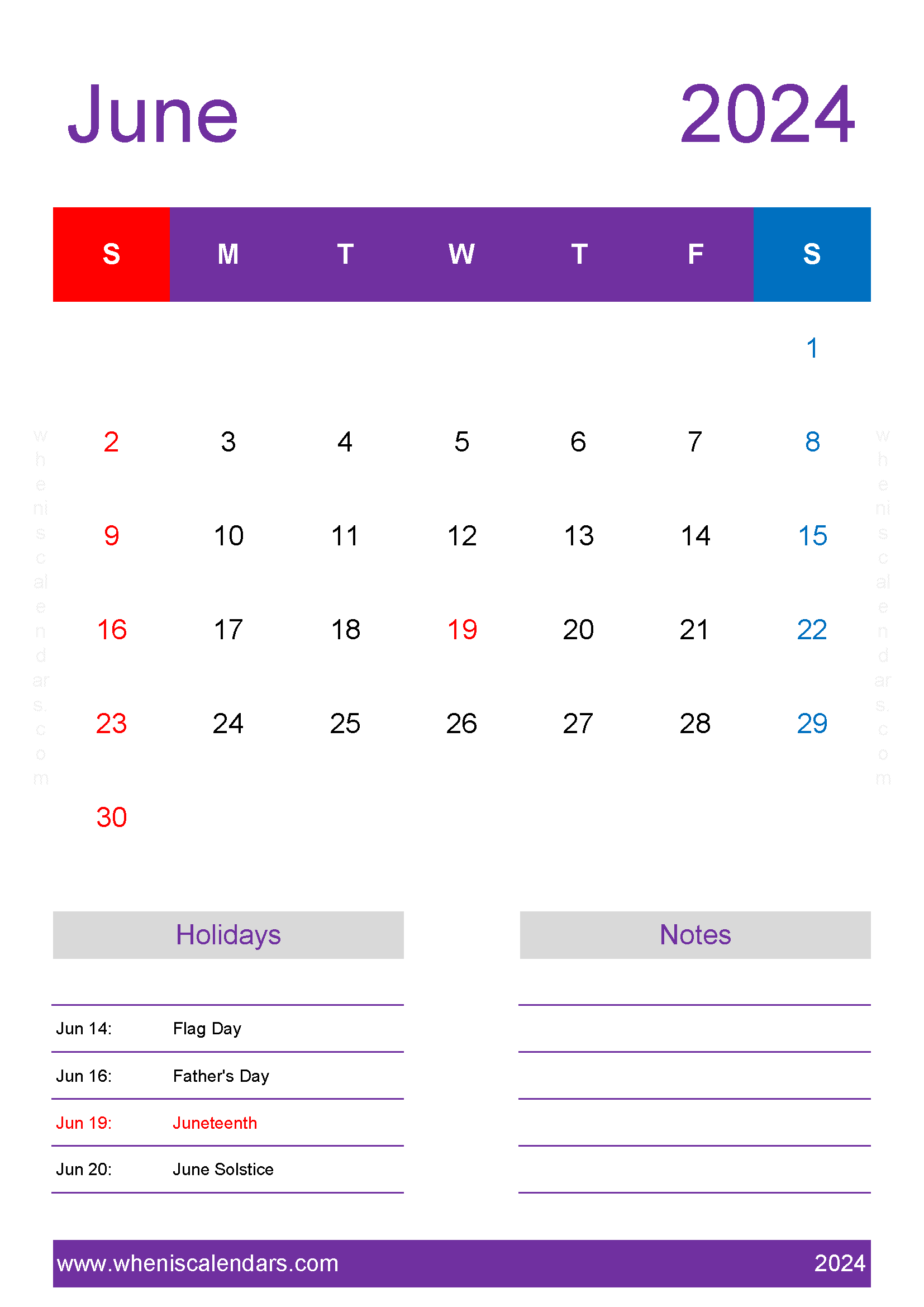 June 2024 month Calendar Printable Monthly Calendar
