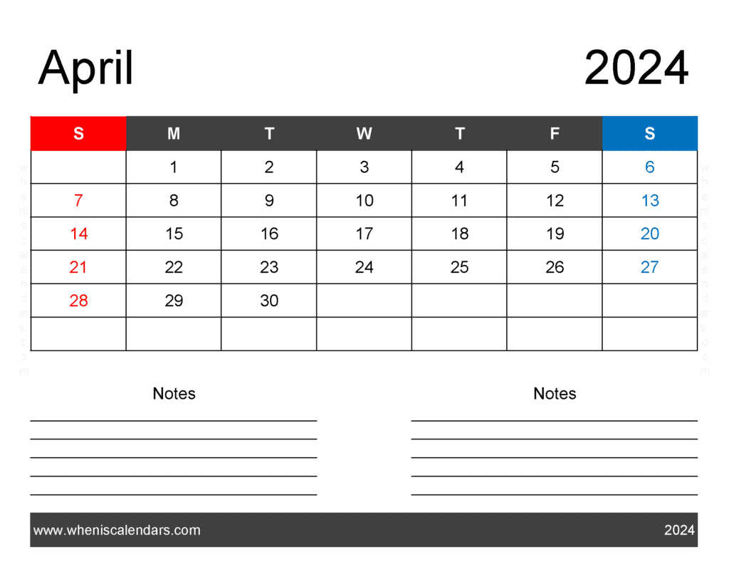 world Holidays in April 2024 Monthly Calendar
