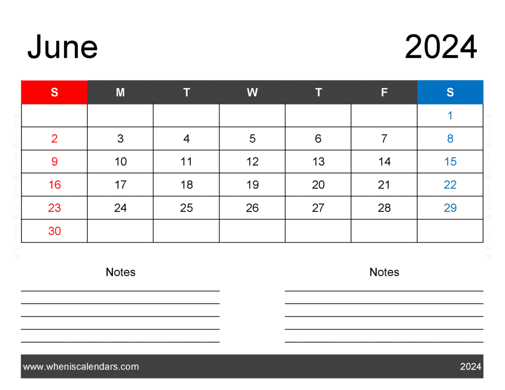 world Holidays in June 2024 Monthly Calendar