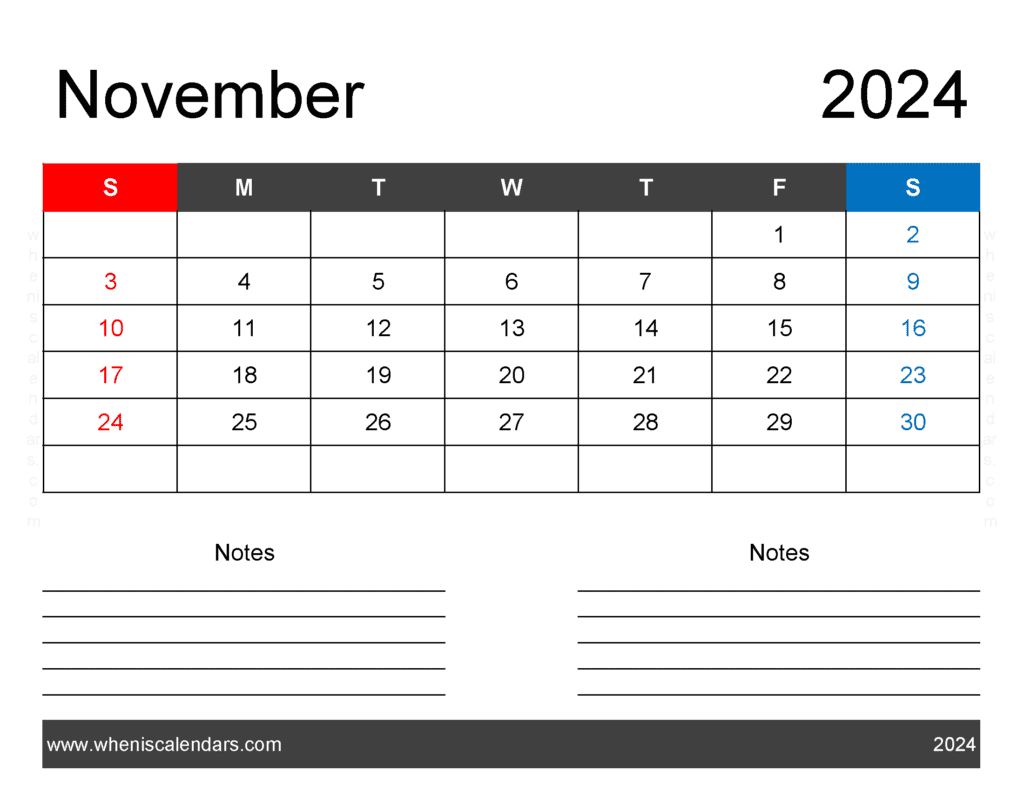 world Holidays in November 2024 Monthly Calendar