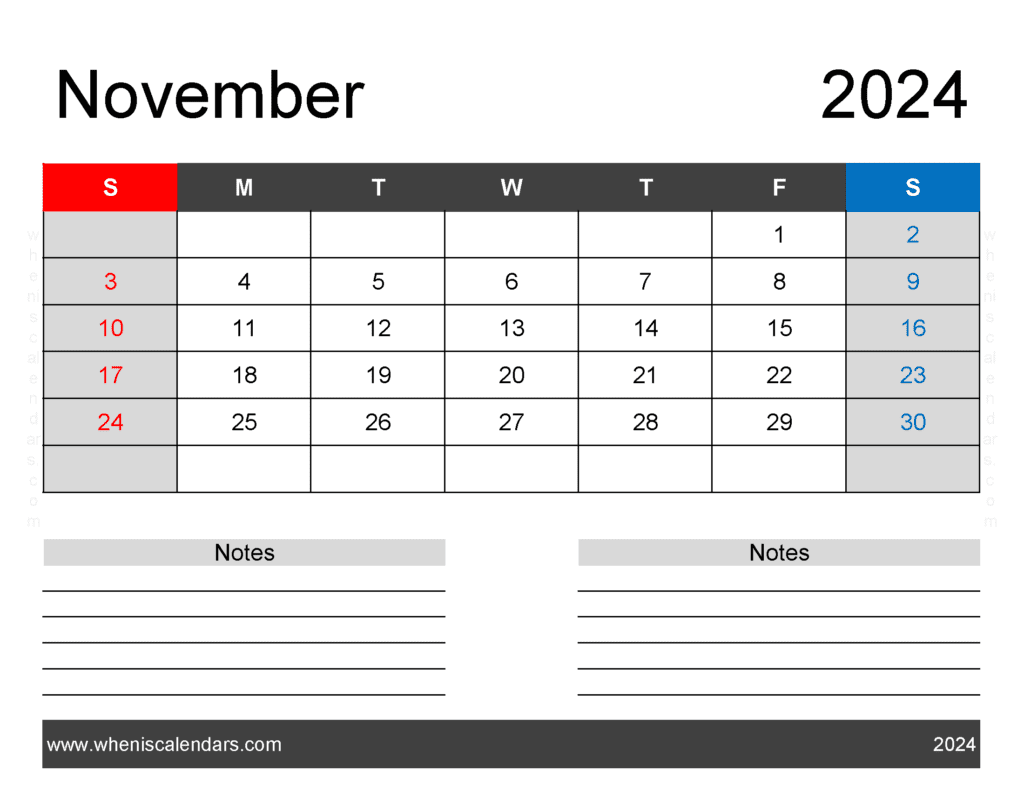 Printable November 2024 monthly Calendar Monthly Calendar