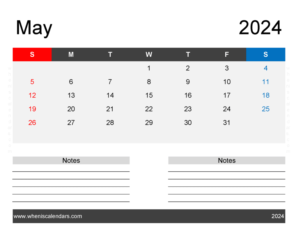 May 2024 printable Free Calendar M54244