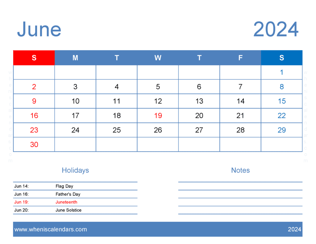 print a Calendar com June 2024 J64165
