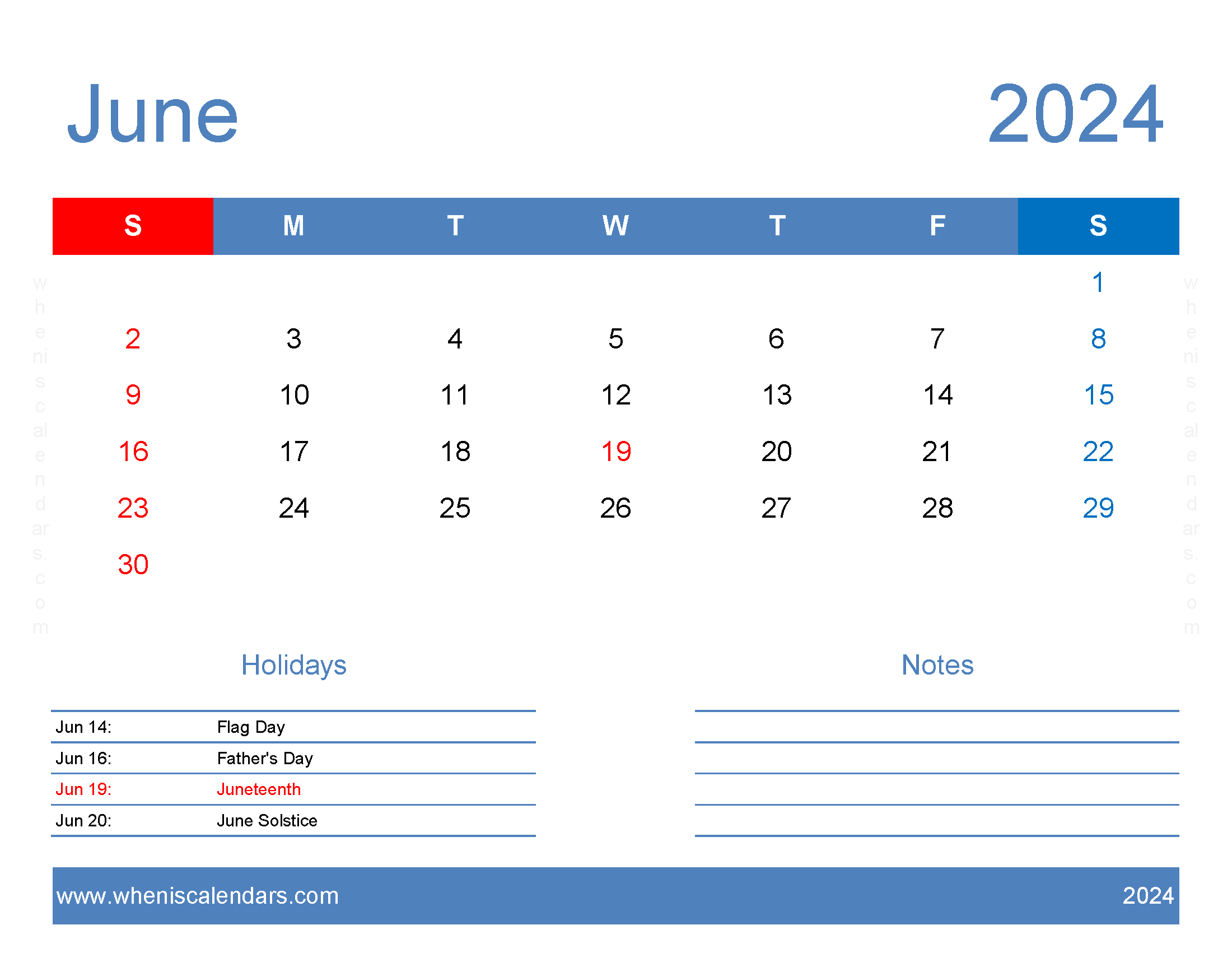 Calendar Template 2024 June Monthly Calendar