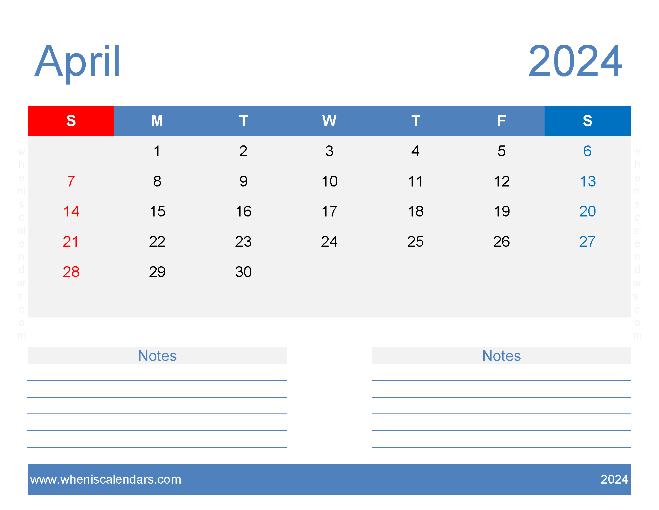 Printable Calendar April 2024 Free Monthly Calendar