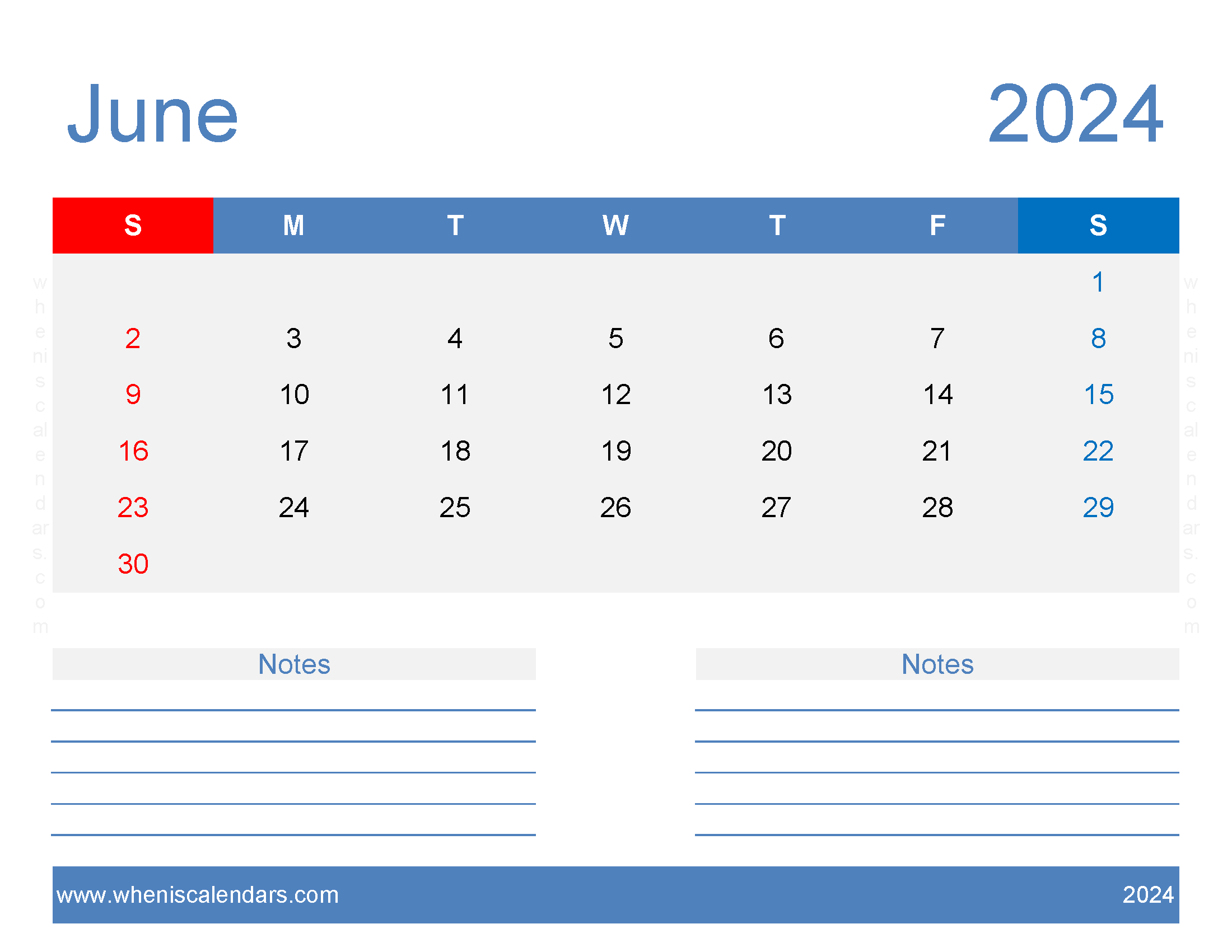 Printable Calendar June 2024 Free Monthly Calendar