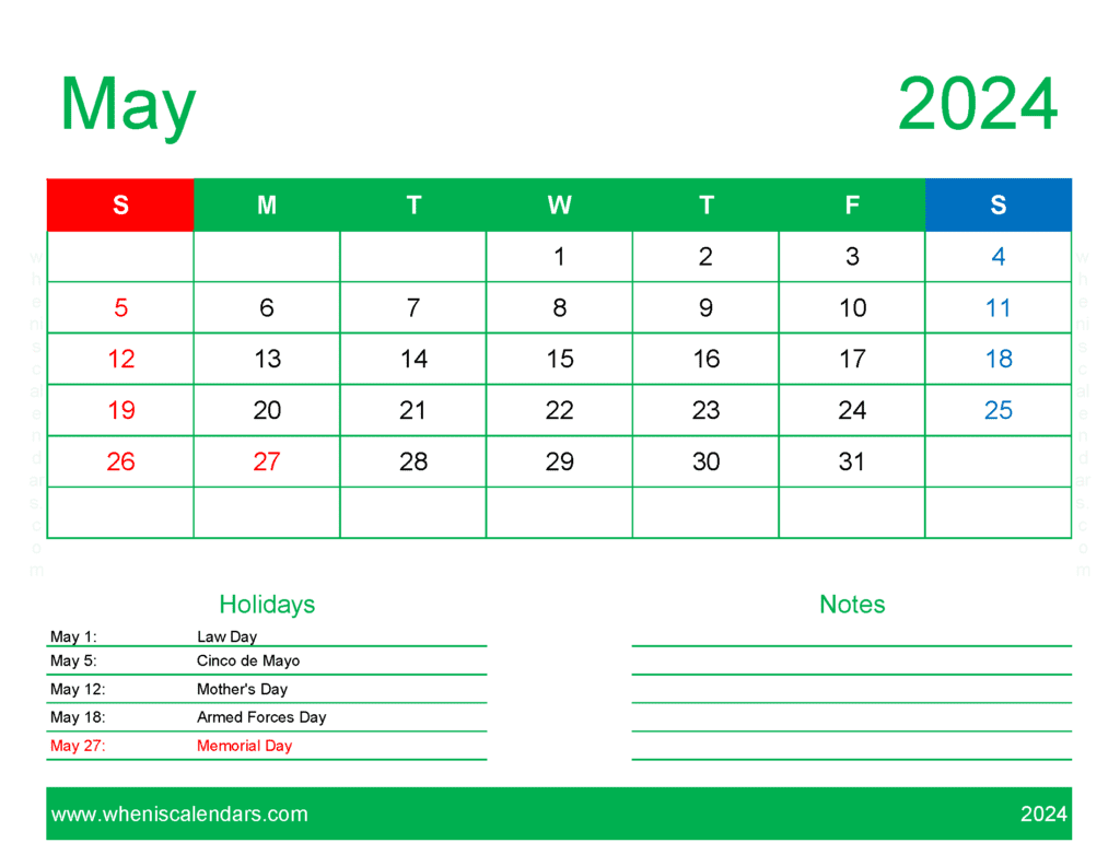May 2024 Calendar to print Free M54169