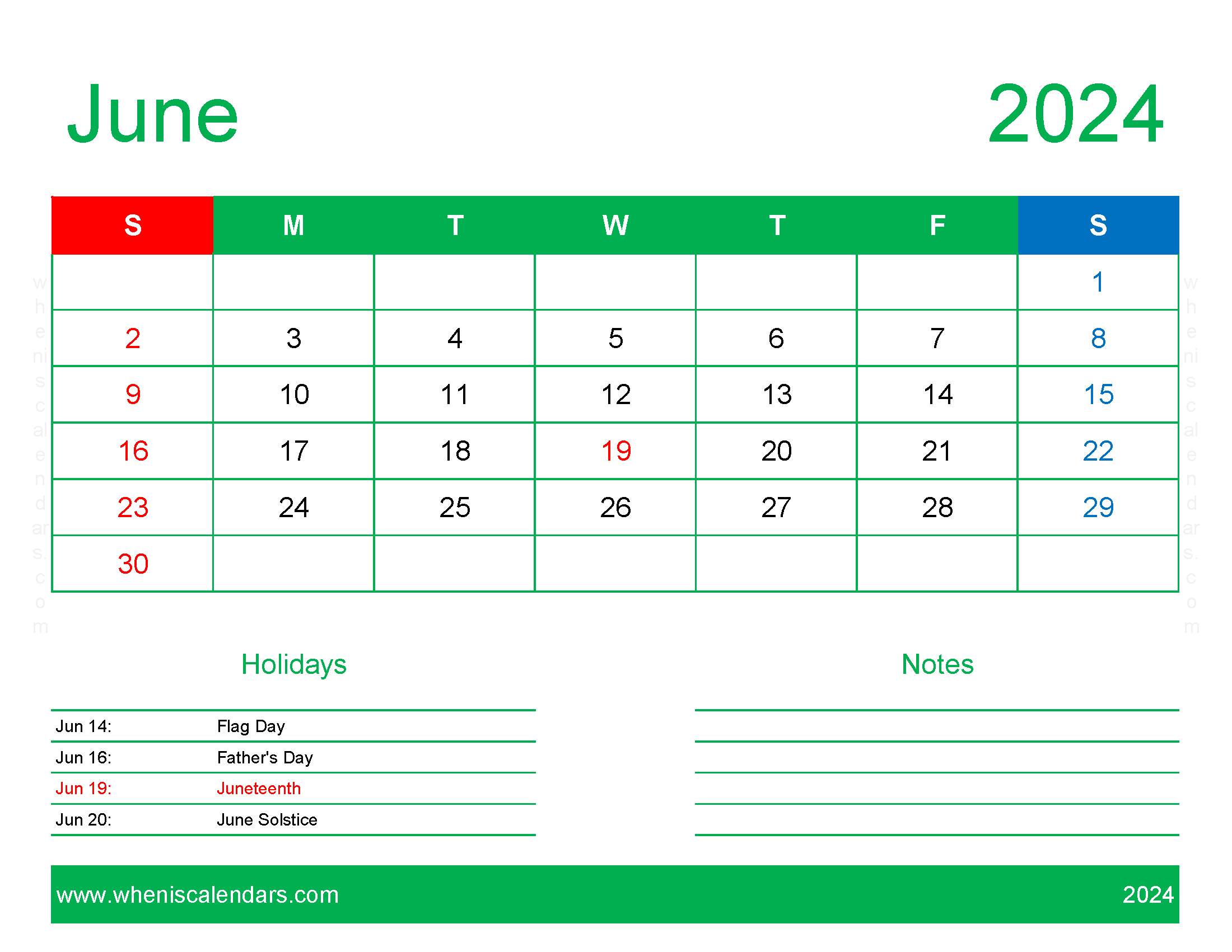 June 2024 Calendar to print Free Monthly Calendar