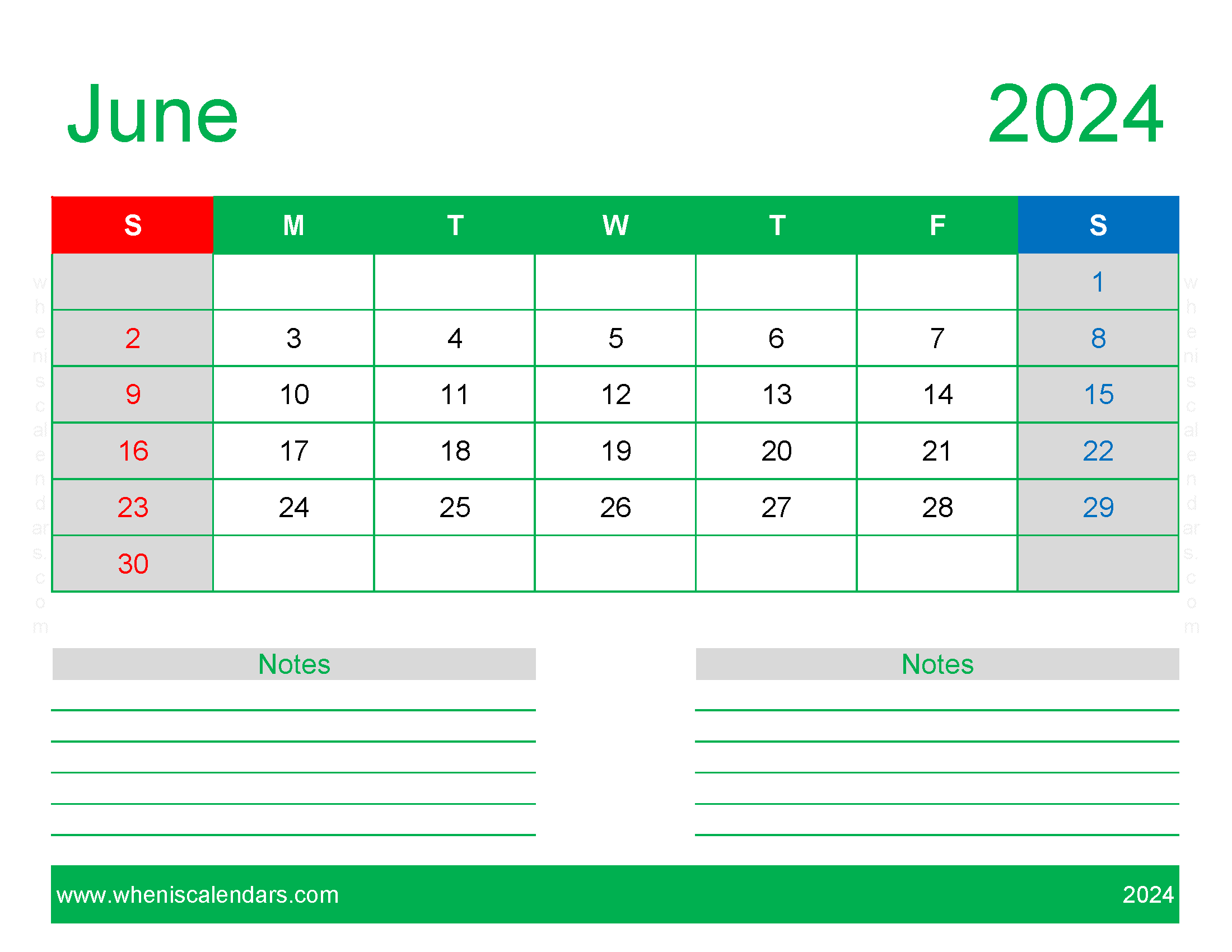 print Free Calendar June 2024 Monthly Calendar