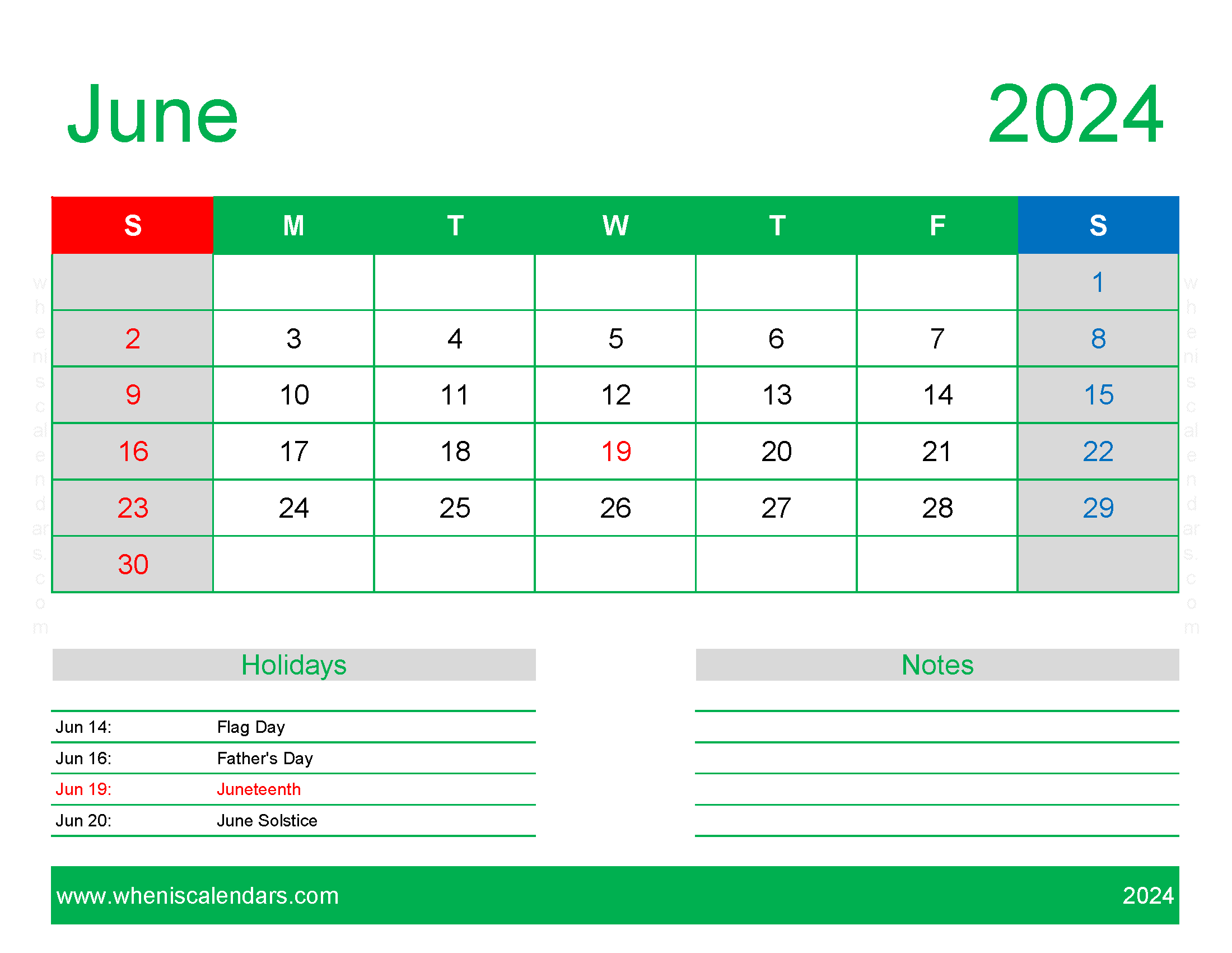 Blank Calendar pages June 2024 Monthly Calendar