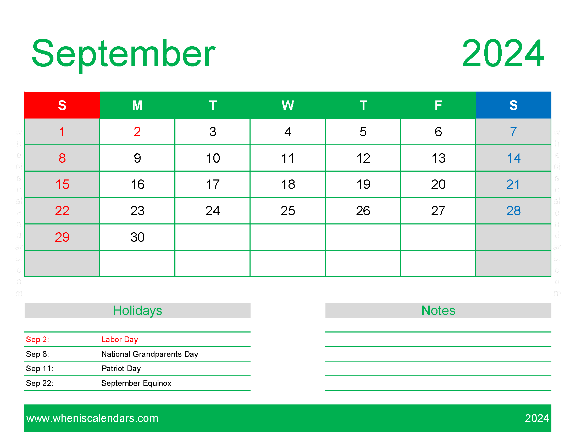 Blank Calendar pages September 2024 Monthly Calendar