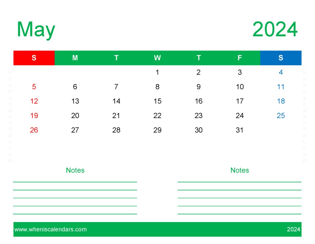 May empty Calendar 2024 M54251