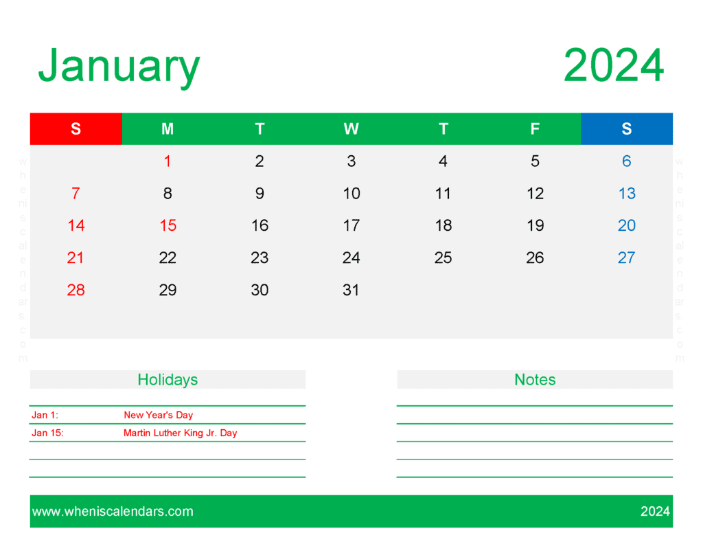 Free Printable Calendar Templates January 2024 Monthly Calendar