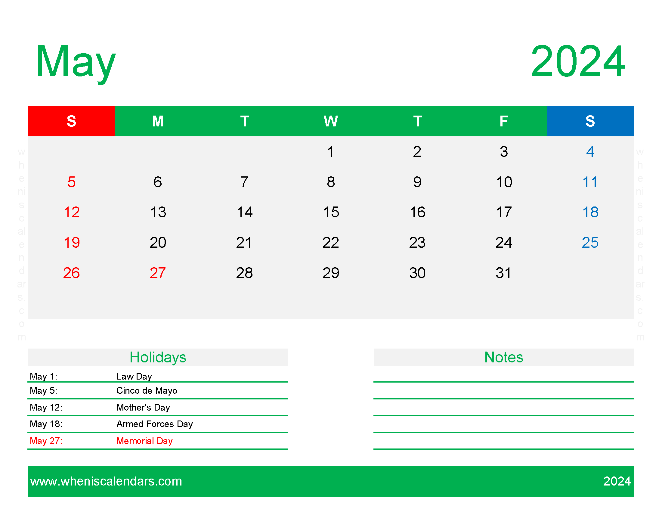 Free Printable Calendar Templates May 2024 Monthly Calendar