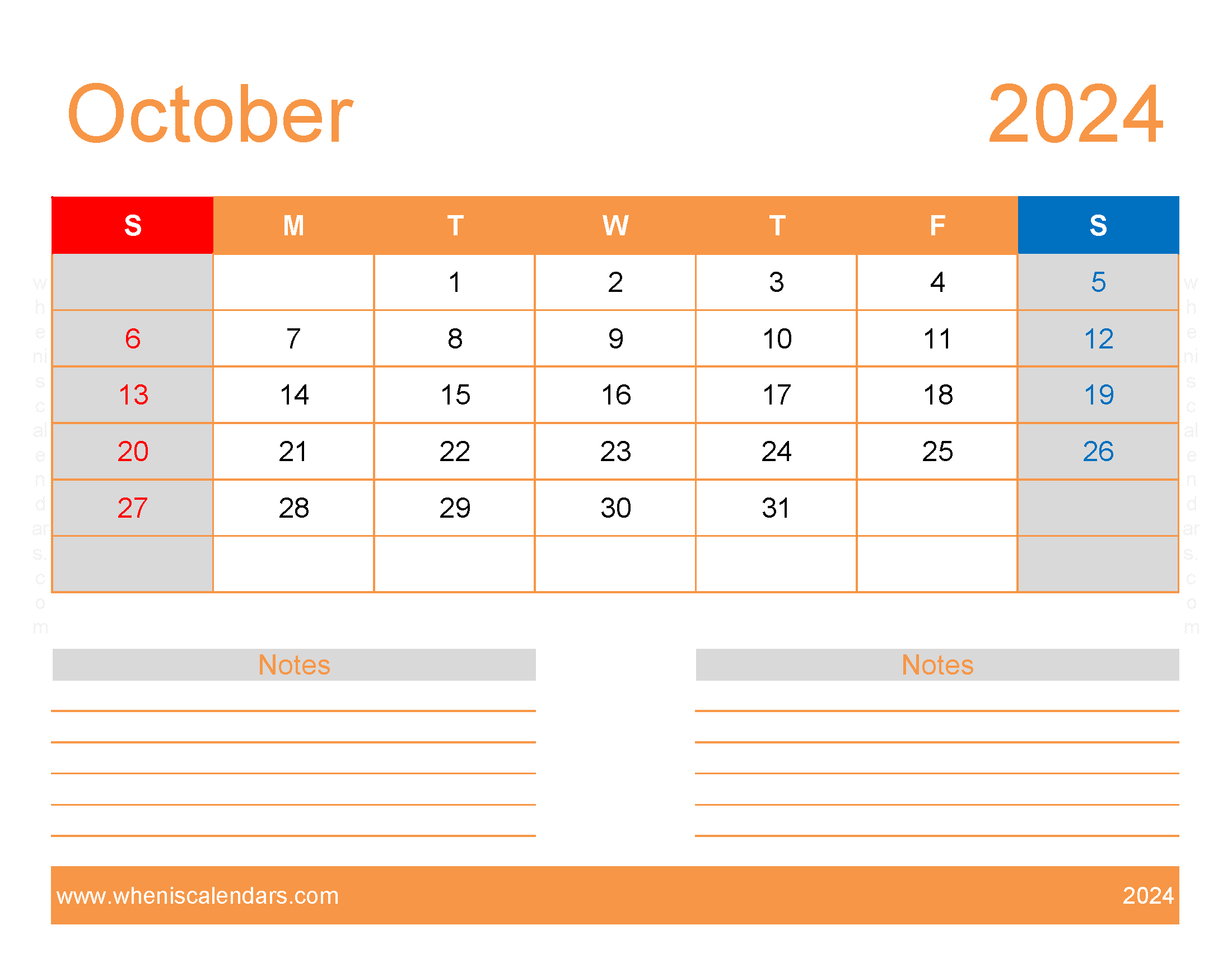 Free Printable monthly Calendar Oct 2024 Monthly Calendar