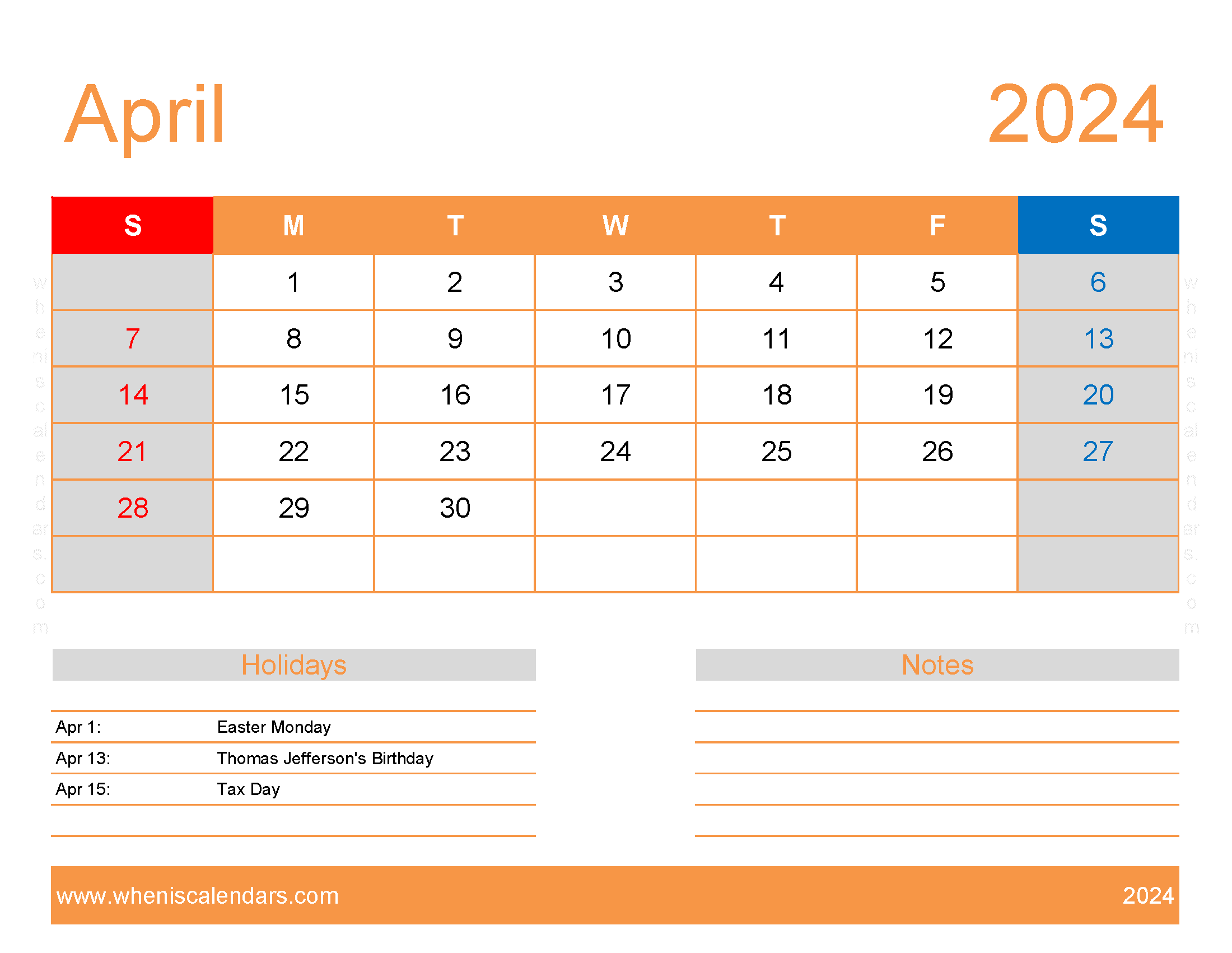 April excel Calendar 2024 Monthly Calendar