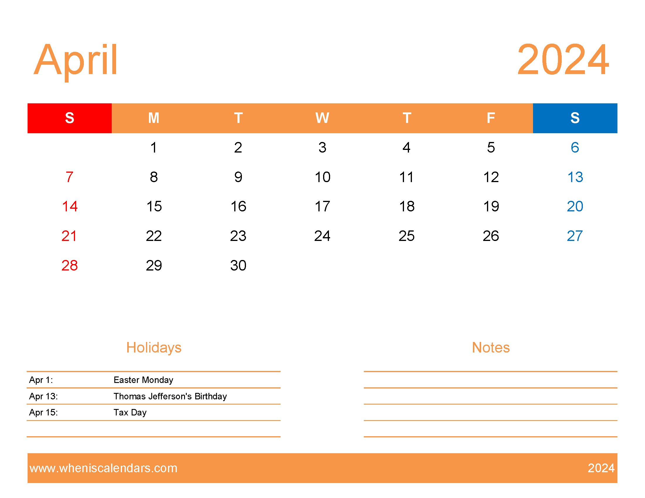 Printable Free April 2024 Calendar Monthly Calendar