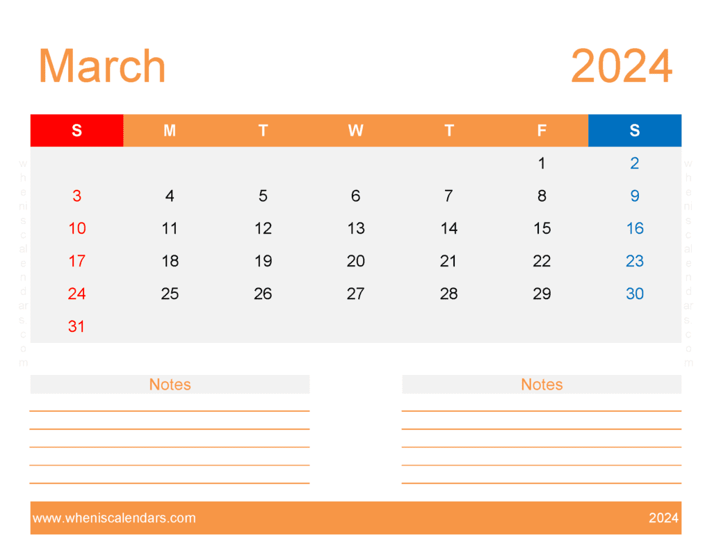 Download free Calendar 2024 with Holidays printable A4 in Horizontal Landscape